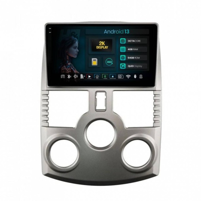 Navigatie 2K Daihatsu Terios (2005+) 4GB RAM Android 13 Octacore Slot Sim 4G DSP GPS Wi-FI Carplay Android Auto USB Bluetooth Waze 9.5 Inch