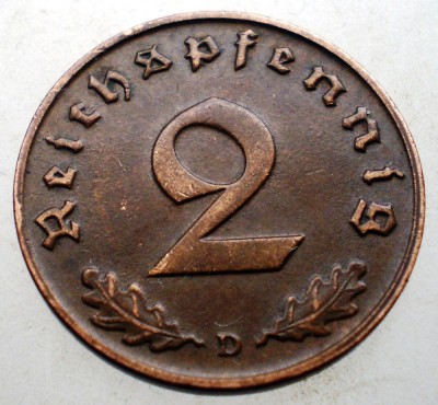 2.875 GERMANIA 2 REICHSPFENNIG 1938 D foto