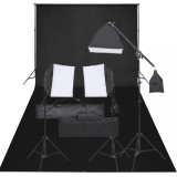 VidaXL Kit studio foto cu set de lumină și fundal