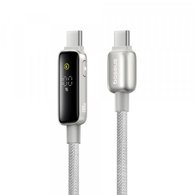 Cablu Date si Incarcare USB-C - USB-C Baseus Vipow Display, 100W, 2m, Gri P10381802851-01 foto