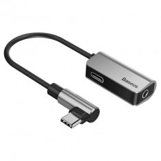 Adaptor USB C Tata - USB C / Jack 3.5mm Mama, OTG, Baseus L45, Silver foto