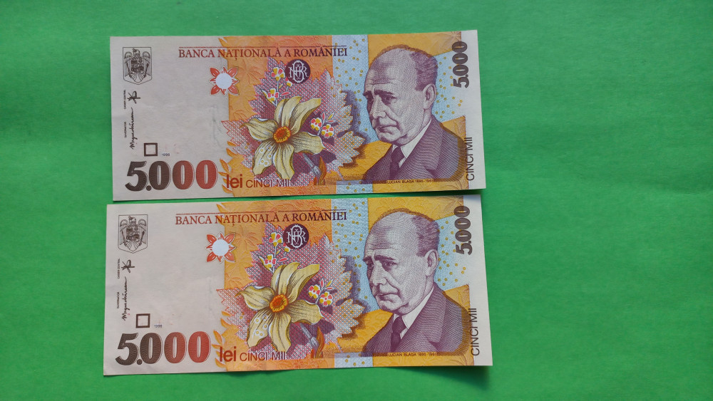 Bancnota 5000 lei 1998 Filigran mic serie consecutiva | Okazii.ro