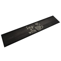 vidaXL Covor de bucătărie lavabil, cană, negru, 60x300 cm, catifea 4005595