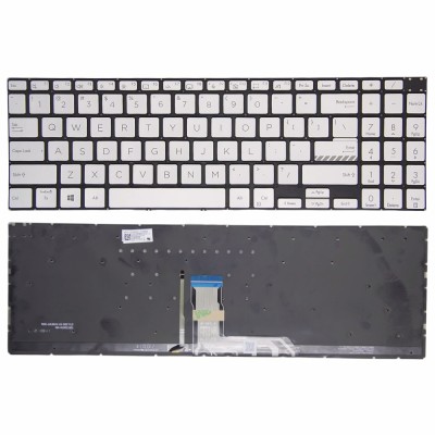 Tastatura Laptop, Asus, VivoBook Pro 15 D3500Q, D3500QA, D3500QC, iluminata, argintie, layout US foto