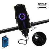 Cumpara ieftin Suport universal - telefon mobil, cu baterie de &icirc;ncărcare și far, negru | Motorevolution