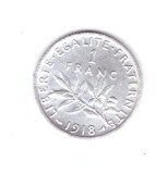 Moneda Franta 1 franc 1918, stare excelenta, curata, Europa, Argint