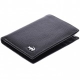 Portofel barbati din piele naturala, negru, 9 x 12 cm, DL3002-11802, NANO BELT