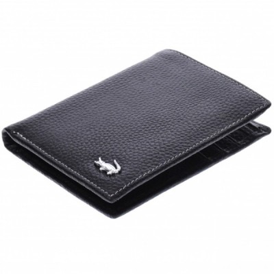 Portofel barbati din piele naturala, negru, 9 x 12 cm, DL3002-11802 foto