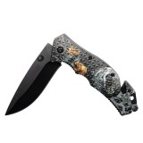 Cumpara ieftin Briceag Salvare IdeallStore Fantasy Bear 21cm, Otel Inoxidabil 440, Negru, Spargator Geam, Taietor Centura, Clip Curea