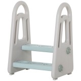 HOMCOM Scăunel cu 2 Trepte, Scară pentru Toaletă, Baie și Bucătărie pentru Copii de 2-5 Ani, 43,5x38,5x61 cm, Gri | Aosom Romania
