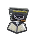 Lampa Solara 100 LED cu Senzor de Miscare, 3 Moduri, Rezistenta la Apa, Iluminare Exterior, 600 lm, 2W, Autonomie 24h