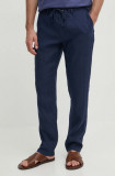 Gant pantaloni din in culoarea albastru marin, cu fason chinos