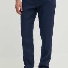 Gant pantaloni din in culoarea albastru marin, cu fason chinos