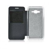 Husa Flip Carte S-View Neagra pentru Sony Xperia E4, Etui Protectie