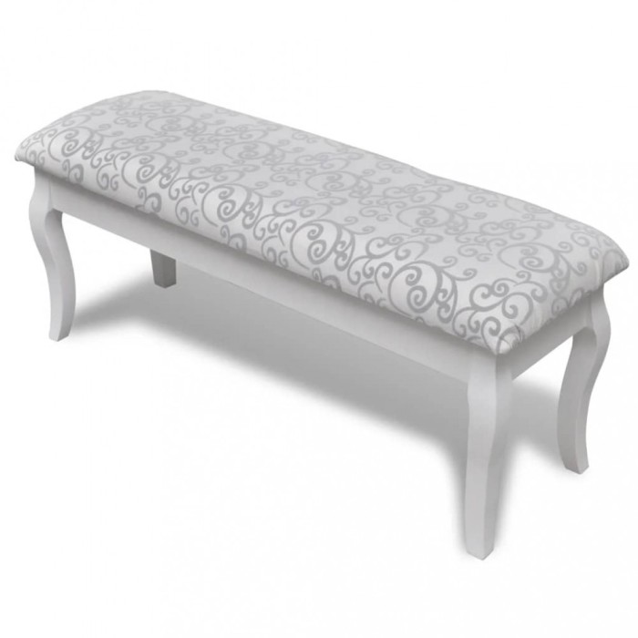 Bancă Hocker căptușita pentru masa de machiaj 2 locuri, alb 110 cm