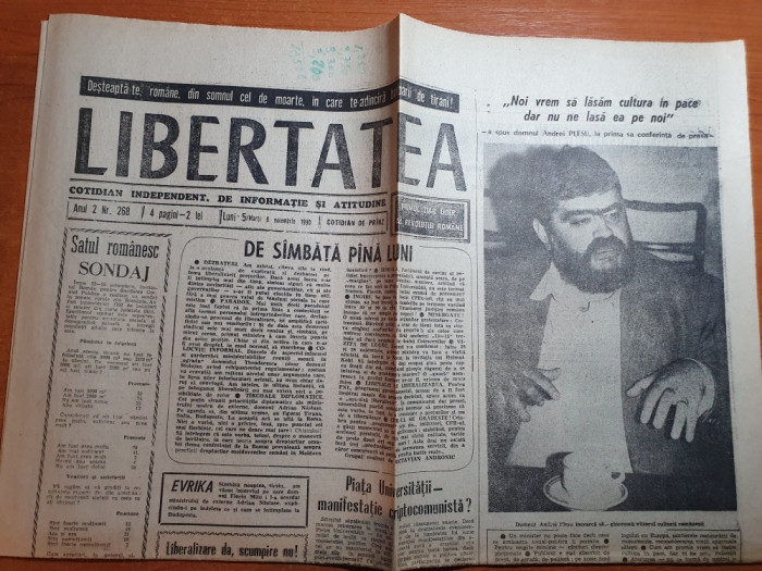 libertatea 5-6 noiembrie 1990-noi vrem sa lasam cultura in pace dar nu ne lasa..