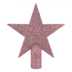 V&acirc;rf Brad Crăciun, Stea, Glitter, Culoare Roz, 15 cm, Plastic