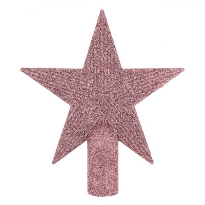 V&amp;acirc;rf Brad Crăciun, Stea, Glitter, Culoare Roz, 15 cm, Plastic foto