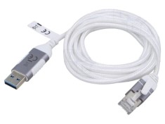 Cablu USB 3.0 RJ45 Goobay, 2m, alb gri, mufă A nichelat