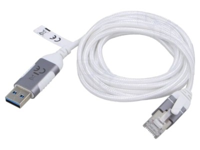 Cablu USB 3.0 RJ45 Goobay, 2m, alb gri, mufă A nichelat foto