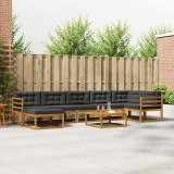 vidaXL Set de canapele de exterior cu pernă 8 pcs Natural și Antracit 3367915