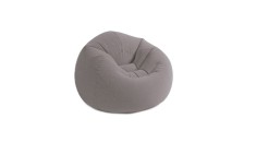 Fotoliu Puf Gonflabil AB HOMES, Catifelat, Gri Deschis, 114x114x71 cm , Confort Maxim, Design Modern
