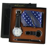 Set cadou pentru barbati 4 piese &ndash; Ceas, cravata, pix si breloc