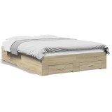 Cumpara ieftin Cadru de pat cu sertare stejar sonoma 140x190 cm lemn prelucrat