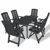 Set mobilier de exterior, 7 piese, antracit, plastic