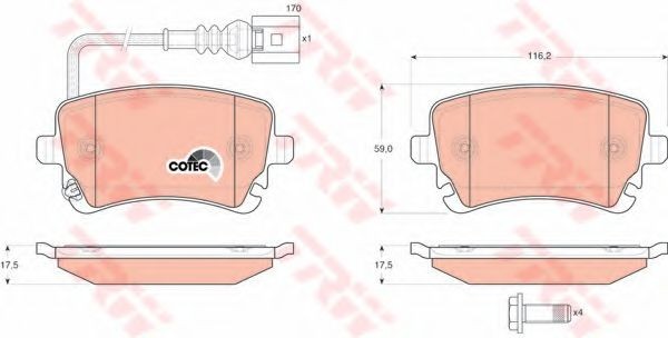Set placute frana,frana disc VW MULTIVAN VI (SGF, SGM, SGN) (2015 - 2016) TRW GDB1557