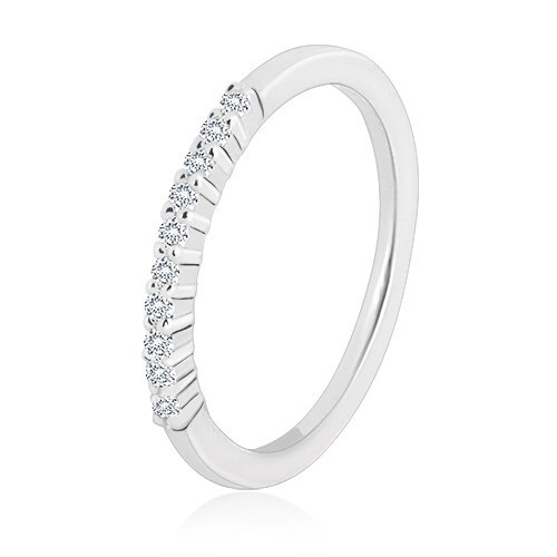 Inel din argint 925 - linie strălucitoare de zirconii transparente, brațe &icirc;nguste - Marime inel: 51