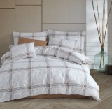 Lenjerie de pat din bumbac 100%, dubla, cu 2 fete de perna, Valentini Bianco model Quatre