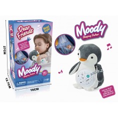 Jucarie de plus pinguin, functie proiectie si muzica, gri