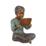 Baietel citind-statueta vieneza din bronz TBA-266, Masti