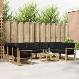vidaXL Set de canapele de exterior cu pernă 10 pcs Alb și negru 3389890