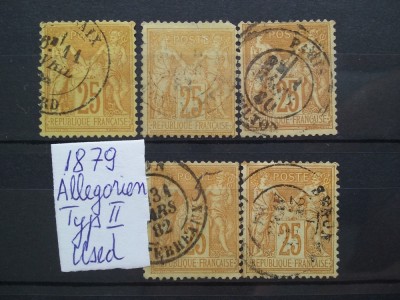 1879-Franta-Alegorii-Tip II -dant.-varietati-stampilat-Y.T.=27$ foto