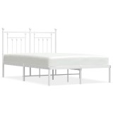 Cumpara ieftin Cadru de pat metalic cu tablie, alb, 120x190 cm