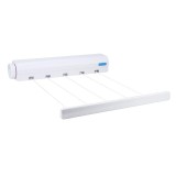 Uscator rufe retractabil, QttvbTna, Plastic, 5 Sfori, 36.8 x 6.3 x 6 cm, Lungime 3.75 m, Alb