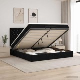 Cumpara ieftin Pat ottoman cu saltea cu headboard Negru 200 x 200 cm Catifea