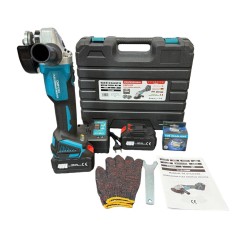 Flex Polizor unghiular German Meister, 125 mm cu 2 acumulatori 48 V, 11.000rpm + Cadou Lanterna cap si Set manusi