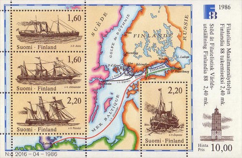 Finlanda 1986 - vapoare, bloc neuzat