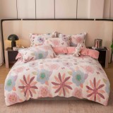 Cumpara ieftin Lenjerie de pat dublu cocolino,4 piese cu elastic,alba cu floricele-A952, Jojo Home