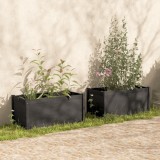 Cumpara ieftin Jardiniere de grădină 2 buc. gri 100x50x50 cm lemn masiv pin