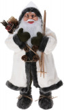 Decoratiune Santa w presents and ski sticks, 37x28x80 cm, plus, crem