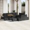 Set de sofa de gradina Gossi cu 13 piese si perne negru poliratan acacia, sofa de gradina Gossi cu 2 locuri si perne negru poliratan, set de cina de g