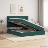 Cumpara ieftin Pat cu saltea si spatiu de depozitare Verde inchis 160 x 200 cm