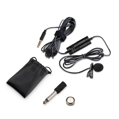 Microfon Lavaliera cu Prindere pt Smartphone si DSLR, Sunet HD, Zgomot Redus, 3.5mm, Buton Comutabil, Clips Prindere foto