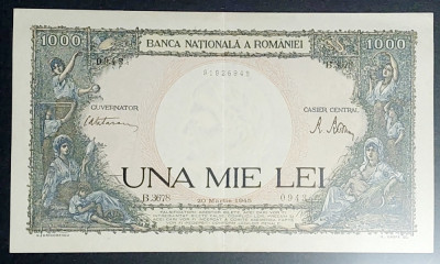 Bancnota Una mie lei 20 martie 1945 foto