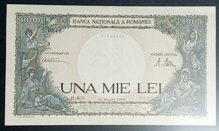 Bancnota Una mie lei 20 martie 1945