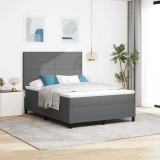 Pat cu Arcuri cu Saltea &amp; LED Gri 140x200 cm Țesătură din Corduroy